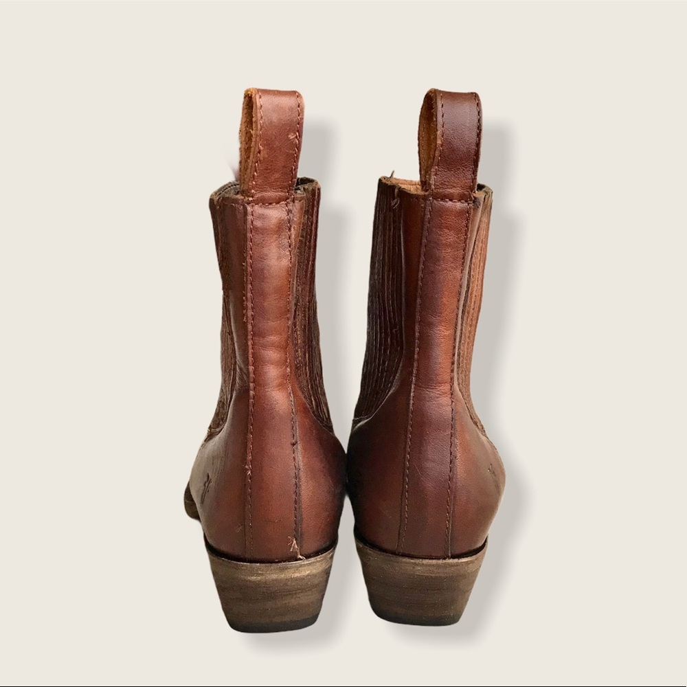 Frye Sacha Chelsea Cognac Leather Ankle Booties - Picture 14 of 16
